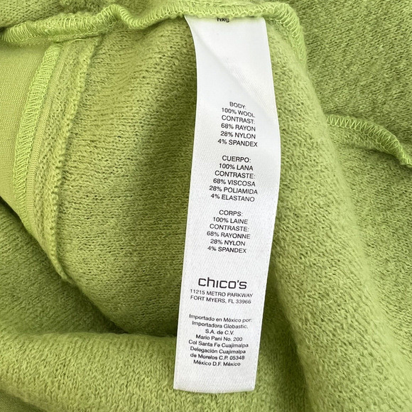 Chico's Waterfall Ruffle Front Jacket Women's Small Green Wool Career Casual - Picture 7 of 8